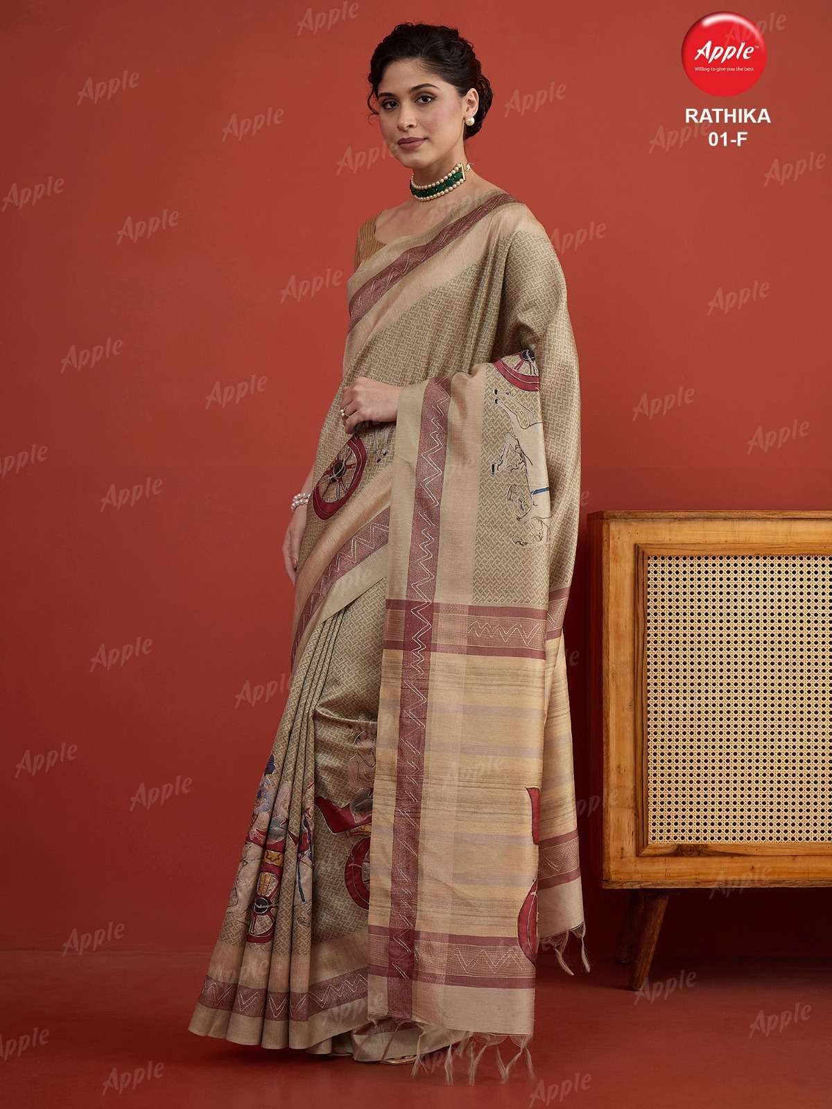 APPLE RATHIKA 1 ART SILK FABRIC WITH HERITAGE ART WORK ON SAREE WHOLESALE IN SURAT 
